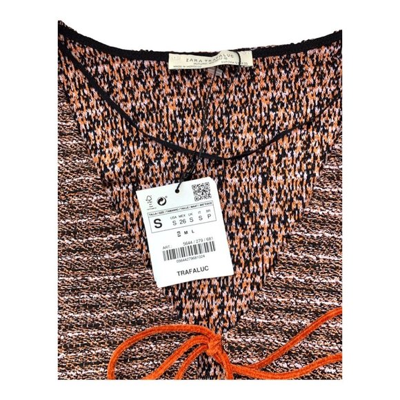 Zara Trafaluc Women's Knit Sheath Dress Fall Winter Tie Front Size S Striped NWT - Picture 10 of 11